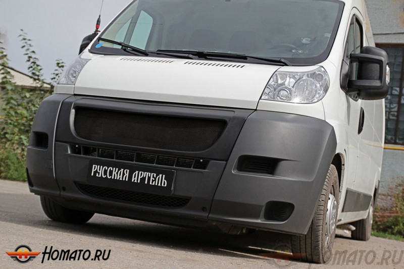 Решетка радиатора (с черной сеткой) для Peugeot Boxer 2006-2013 (250 кузов) | глянец (под покраску)