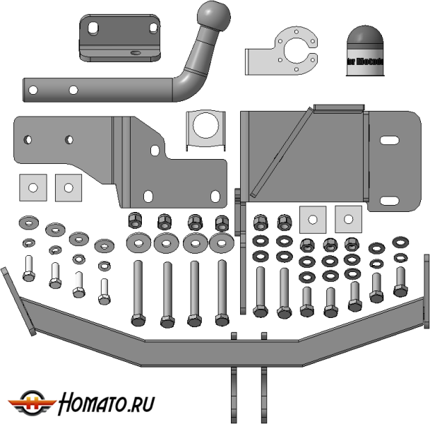 Фаркоп KIA Sorento Prime 2015-2017 | шар A - оцинкованный, нагрузка 100/2000 | MOTODOR | 91006-A