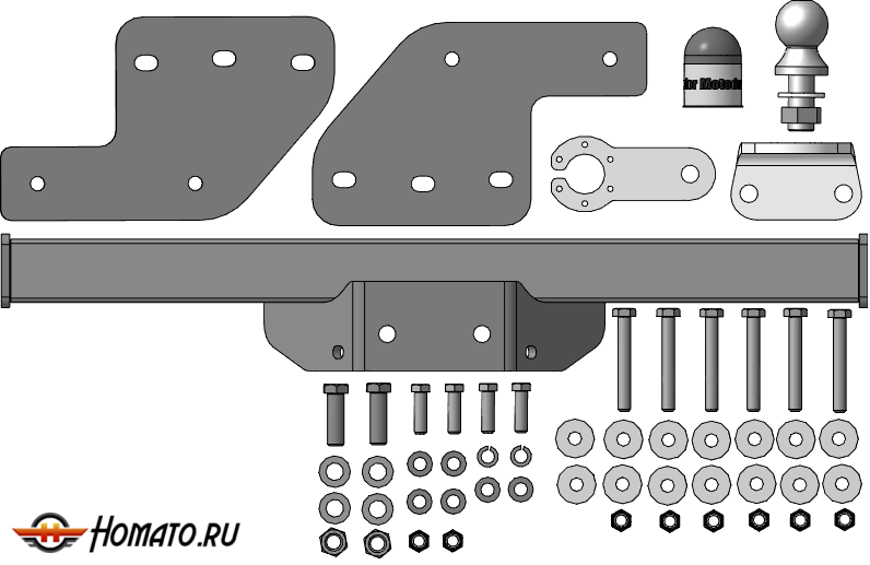 Фаркоп Sollers Atlant 2022- | шар FE - оцинкованный, нагрузка 100/2500 | MOTODOR | 98701-FE
