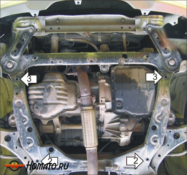 Защита картера Toyota Camry 2001-2006 | двигатель + КПП, 2 мм, сталь | MOTODOR | 02508