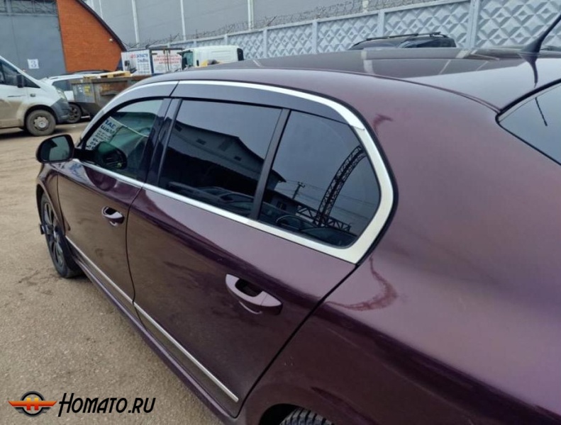 Дефлекторы Skoda Superb 2009-2015 лифтбек | премиум, плоские, 2D