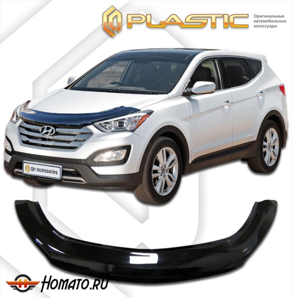 Дефлектор капота Hyundai Grand Santa Fe 2014- | exclusive, черный