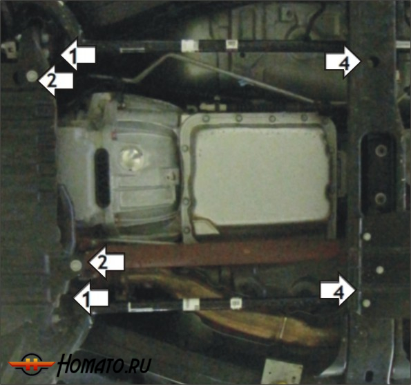 Защита картера Hummer H3 2005-2010 | КПП, 3 мм, сталь | MOTODOR | 15701