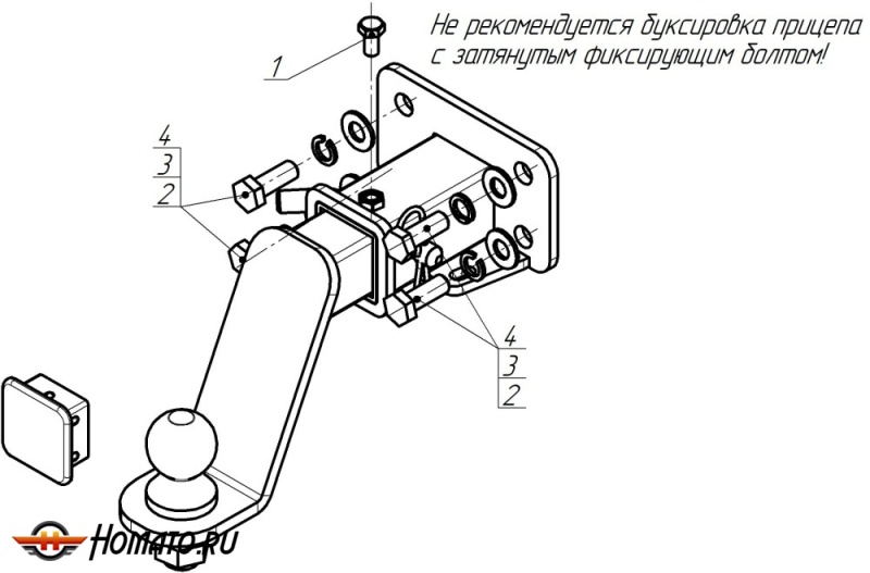 Фаркоп TANK 400 2023- | шар E - быстросъемный под квадрат, нагрузка 75/2000 | MOTODOR | 93118-E