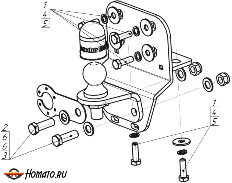 Фаркоп Toyota Land Cruiser Prado 150 2009-2014 | шар FE - оцинкованный, нагрузка 100/2500 | MOTODOR | 92529-FE