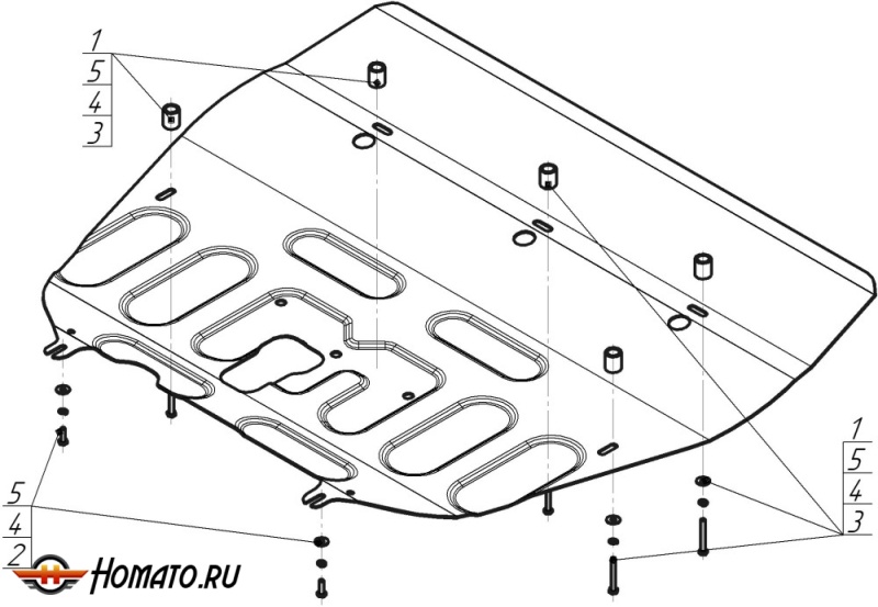 Защита картера Jac JS4 2021- | двигатель + КПП, 2 мм, сталь | MOTODOR | 77601