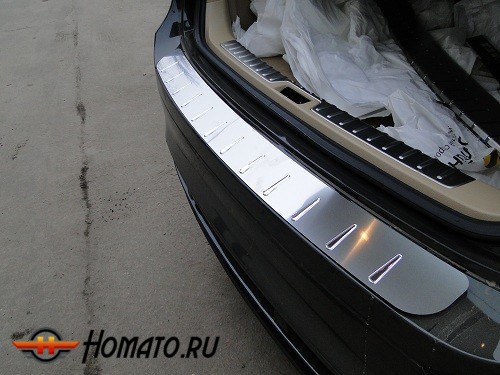 Накладка на задний бампер для BMW X6 (E71) 2008-2014 | нержавейка + силиконовые вставки, без загиба