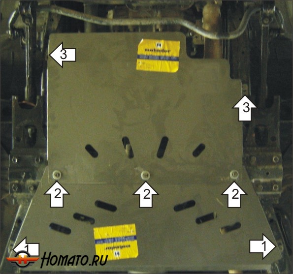 Защита картера Nissan Patrol 2003-2009 | КПП + раздатка, 2 мм, сталь | MOTODOR | 01422