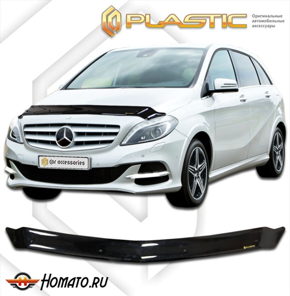 Дефлектор капота Mercedes B-Class 2011- (W246) | черный