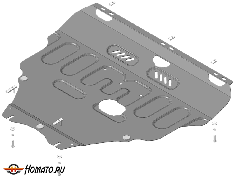 Защита картера Volvo S40 2004-2012 | двигатель + КПП, 2 мм, сталь | MOTODOR | 72601