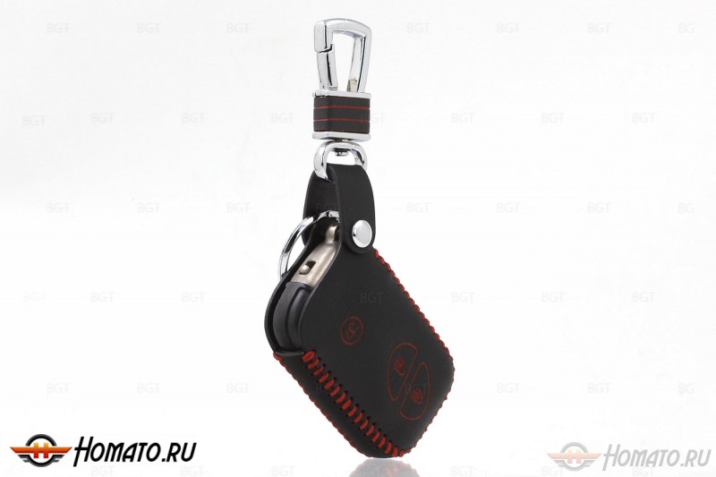 Чехол с карабином для ключа Lexus (Брелок) "String", Цвет кожи: Черный