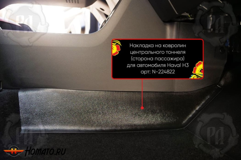 Накладки на ковролин центрального тоннеля для Haval H3 2024+ | 2 штуки