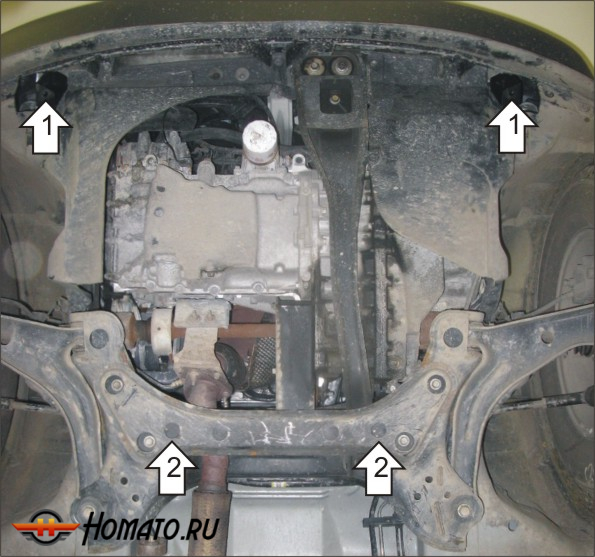 Защита картера Ford Escape 2007-2009 | двигатель + КПП, 2 мм, сталь | MOTODOR | 00743