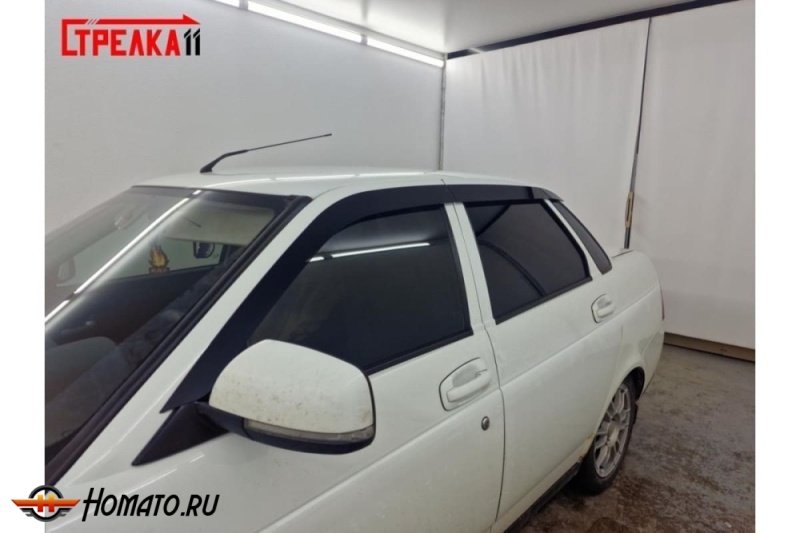Дефлекторы Lada Priora седан | из 6 частей, премиум, плоские, 2D