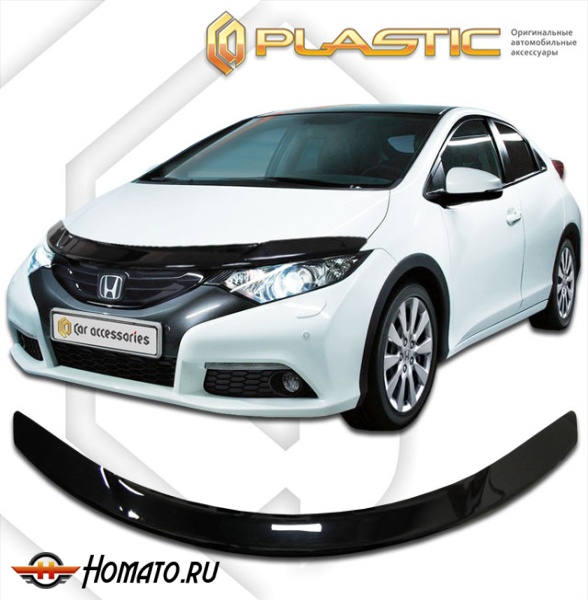 Дефлектор капота Honda Civic 5D 2012- | черный