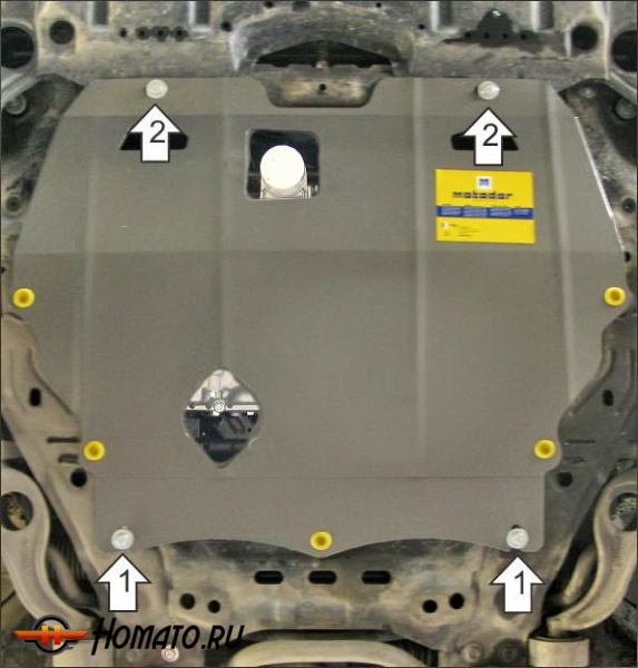 Защита картера Mazda 6 2007-2012 | двигатель + КПП, 2 мм, сталь | MOTODOR | 71105