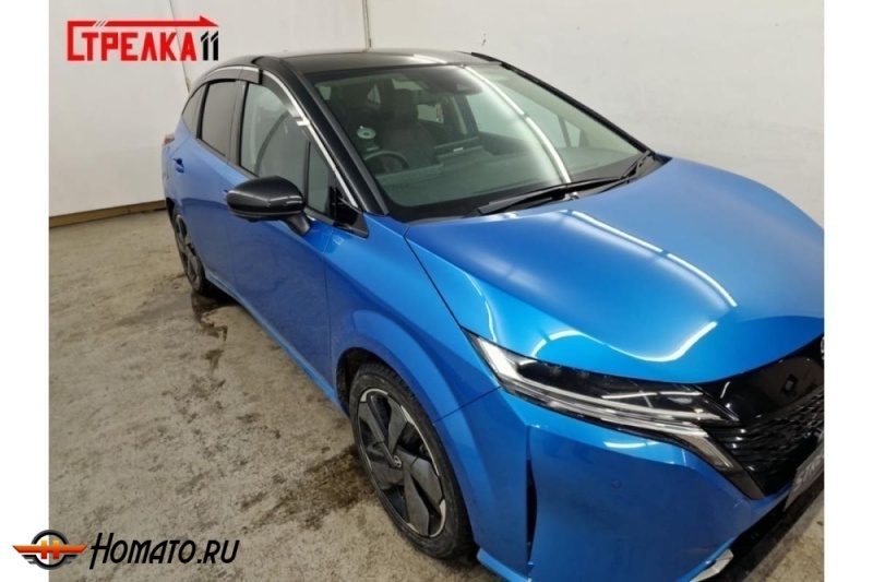 Дефлекторы Ниссан Аура 2021+/2024+ | с хром молдингом, из 8 частей, премиум, плоские, 2D