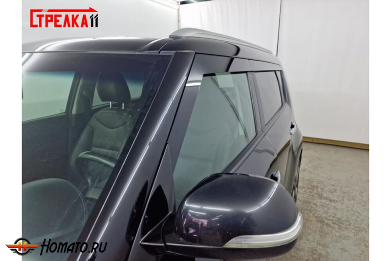 Дефлекторы Kia Soul 2 2014-2018 | из 6 частей, премиум, плоские, 2D