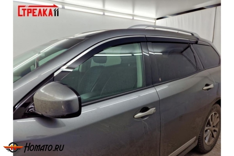 Дефлекторы Nissan Pathfinder (R52) 2014-2021 | премиум, плоские, 2D