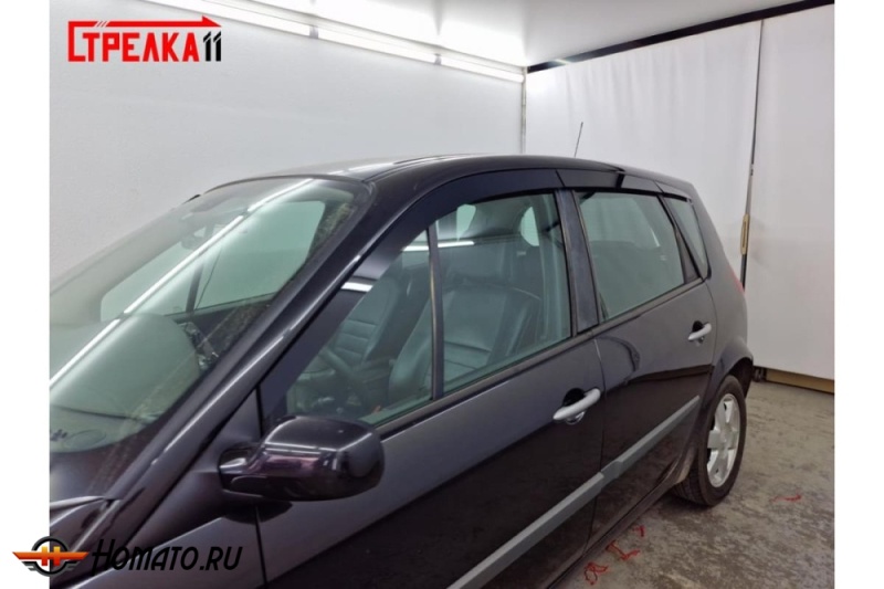 Дефлекторы Renault Scenic 2 (2003-2009) | из 6 частей, премиум, плоские, 2D