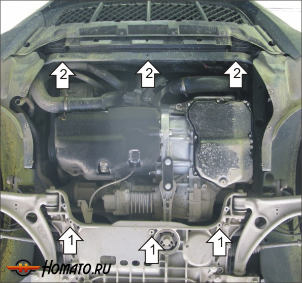 Защита картера Volkswagen Tiguan 2007-2011 | двигатель + КПП, 3 мм, сталь | MOTODOR | 12705