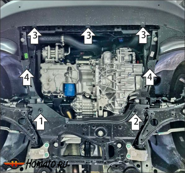 Защита картера Tenet T8 | двигатель + КПП, 2 мм, сталь | MOTODOR | 79017