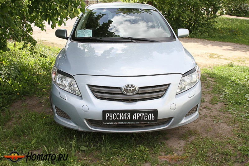 Накладки на передние фары (реснички) для Toyota Corolla SD 2007-2010 | глянец (под покраску)