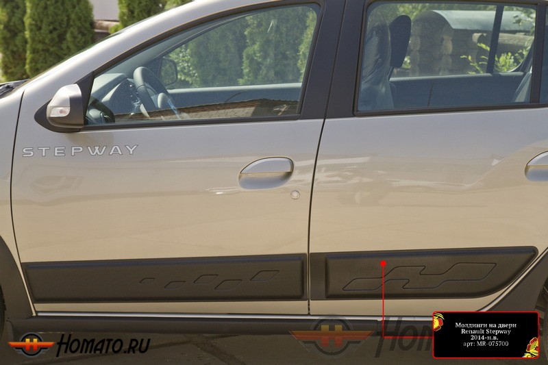 Молдинги на двери Renault Sandero 2014+/2018+ и Sandero Stepway 2014+/2018+ | шагрень