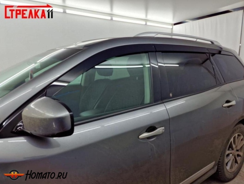 Дефлекторы Nissan Pathfinder (R52) 2014-2021 | премиум, плоские, 2D