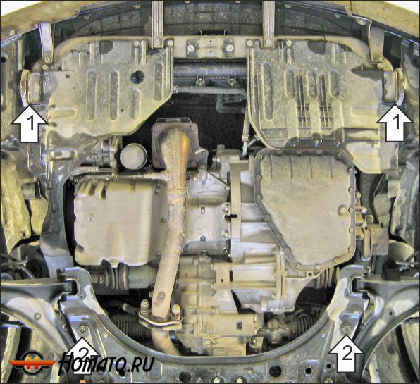 Защита картера Suzuki Liana 2004-2007 | двигатель + КПП, 2 мм, сталь | MOTODOR | 72404