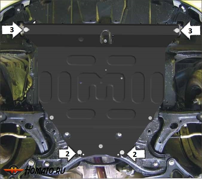 Защита картера Toyota Corolla Fielder 2000-2006 | двигатель + КПП, 2 мм, сталь | MOTODOR | 72506