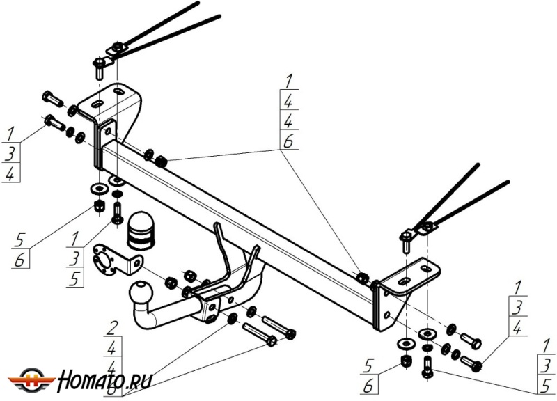 Фаркоп Belgee X50 / X50+ | шар A - оцинкованный, нагрузка 75/1500 | MOTODOR | 94211-A