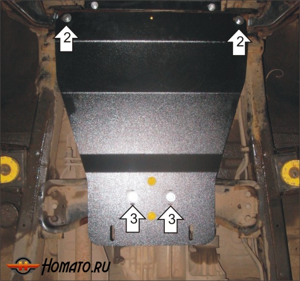 Защита картера Mitsubishi L 200 2014-2015 | КПП, 3 мм, сталь | MOTODOR | 11308