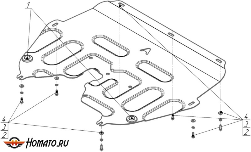 Защита картера Jac JS4 2021- | двигатель + КПП, 1,5 мм, сталь | АвтоСтандарт | 57601