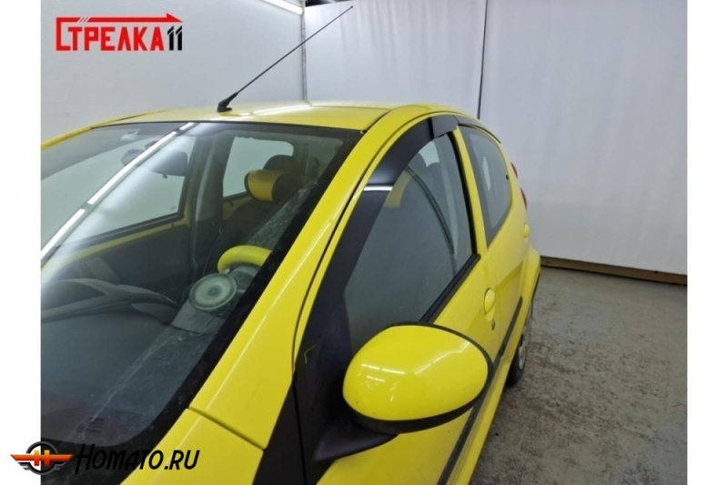Дефлекторы Peugeot 107 (5D) 2005-2015 | из 4 частей, премиум, плоские, 2D