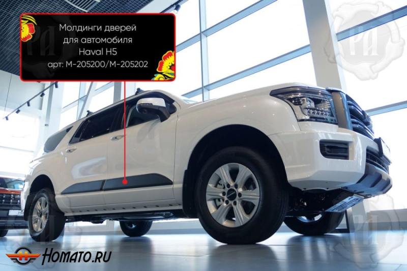 Молдинги на двери для Haval H5 2023+ | шагрень