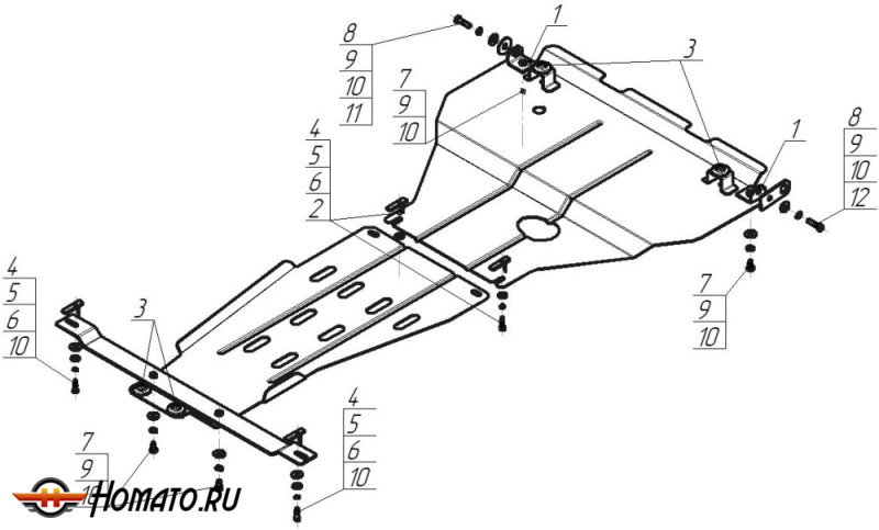 Защита картера Toyota Mark II 1992-1996 | двигатель + КПП, 2 мм, сталь | MOTODOR | 02568