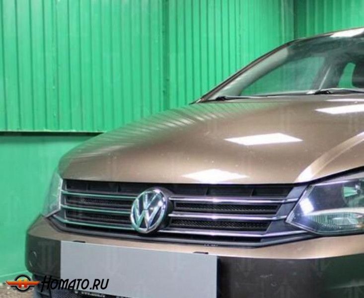 Защита радиатора для Volkswagen Polo седан (2016+) рестайл | Стандарт