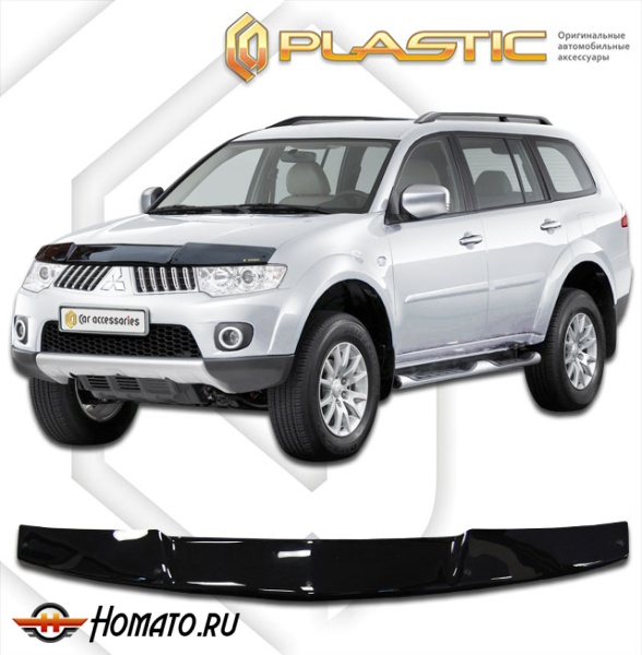 Дефлектор капота Mitsubishi Pajero Sport 2 2008-2015 | черный
