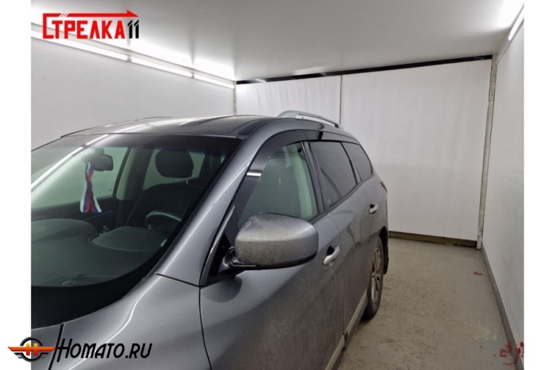 Дефлекторы Nissan Pathfinder (R52) 2014-2021 | премиум, плоские, 2D