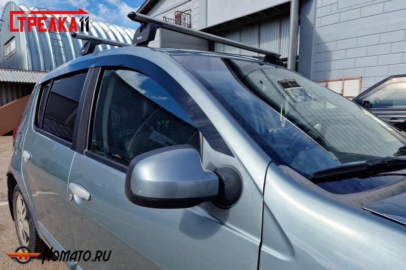 Дефлекторы Renault Sandero 2009-2014 / Renault Sandero Stepway 2009-2014 | премиум, плоские, 2D