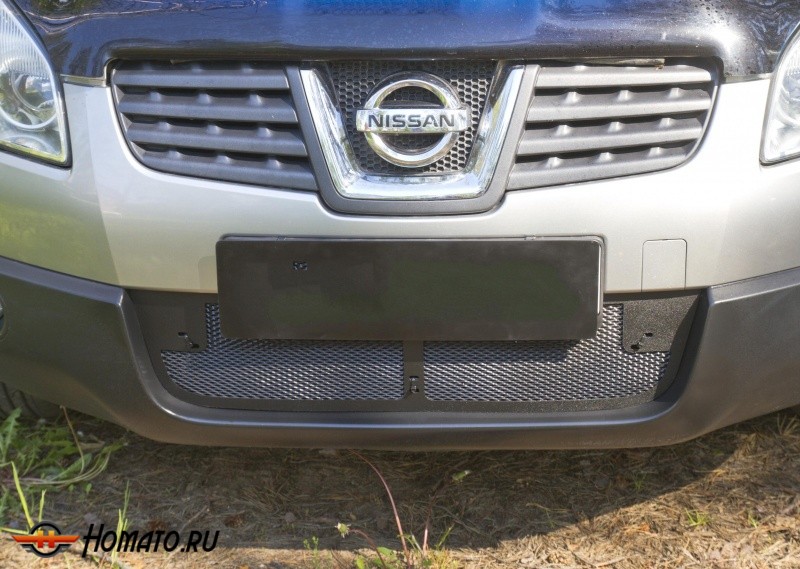 Защитная сетка решетки переднего бампера Nissan Qashqai (2006-2010) | шагрень