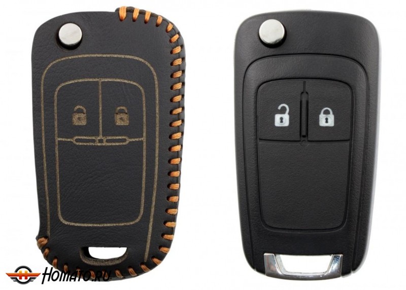 Чехол для ключа Chevrolet/Opel (Брелок) "String", Цвет кожи: Черный