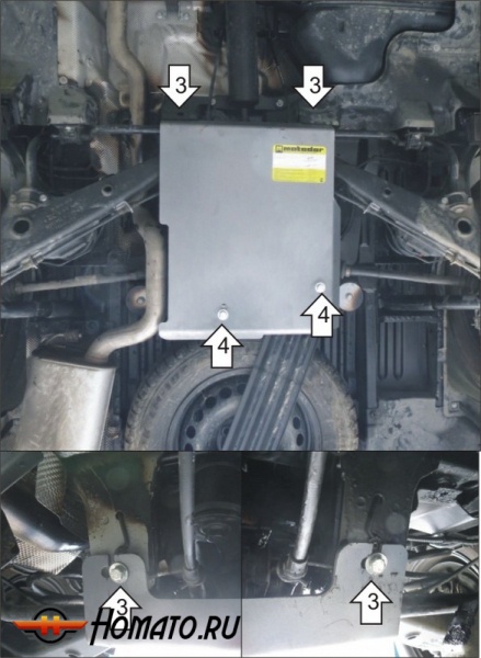 Защита картера Volkswagen Multivan T5 2003-2009 | задний дифференциал, 2 мм, сталь | MOTODOR | 02725