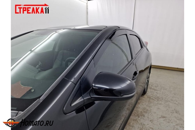 Дефлекторы Honda Civic 9 (5D) 2012+ | из 4 частей, премиум, плоские, 2D