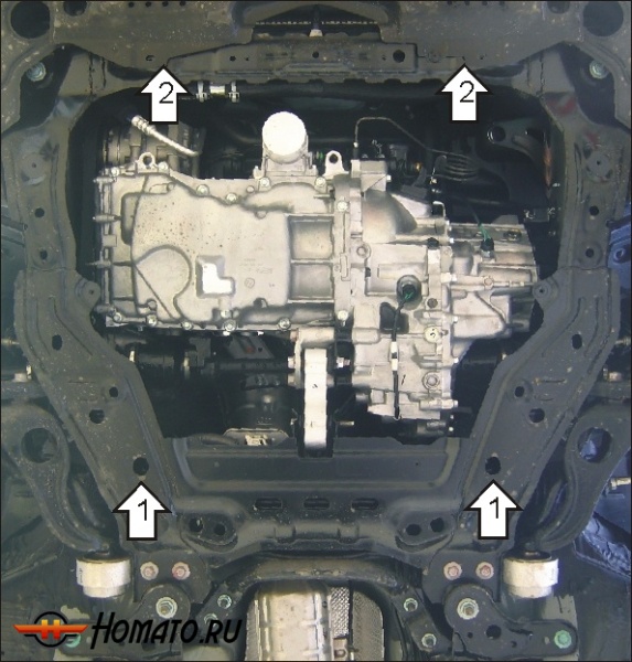 Защита картера Mazda 6 2007-2012 | двигатель + КПП, 2 мм, сталь | MOTODOR | 01121