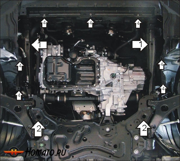 Защита картера Mazda 3 2009-2011 | двигатель + КПП, 2 мм, сталь | MOTODOR | 01126
