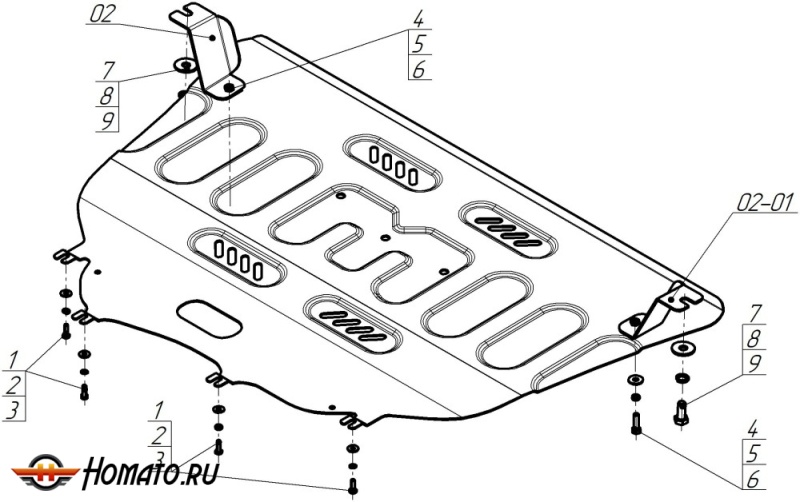 Защита картера Gac GS4 2024- | двигатель + КПП, 2 мм, сталь | MOTODOR | 77806