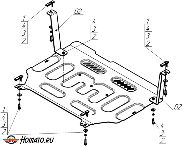 Защита картера Belgee S50 2025+ | двигатель + КПП, 2 мм, сталь | MOTODOR | 74204