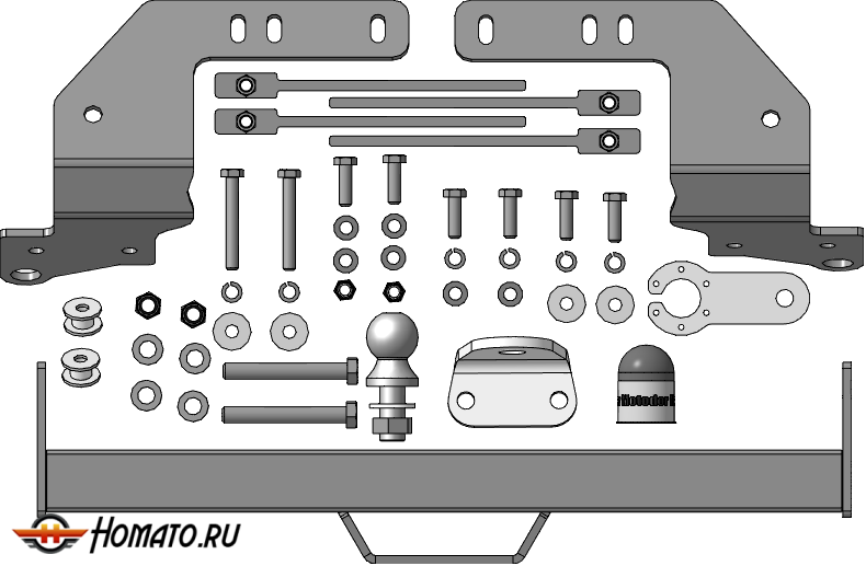 Фаркоп Toyota Land Cruiser 200 2007-2012 | шар FE - оцинкованный, нагрузка 120/2000 | MOTODOR | 92502-FE